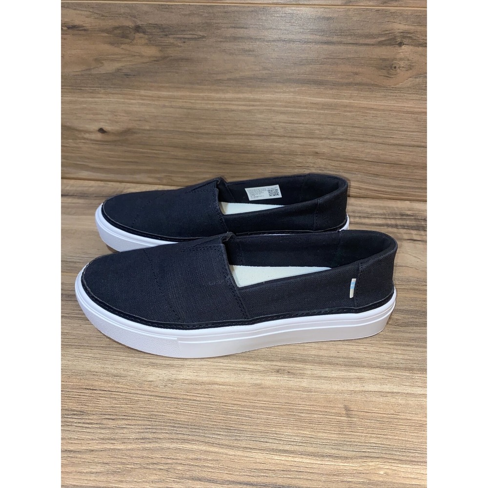 ❤️SIZE 5.5❤️ TOMS Womens‎ Parker Slip On Sneakers , Black Textured Linen